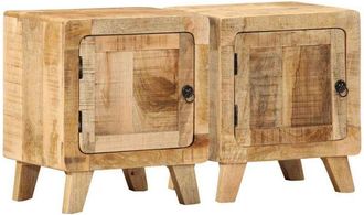 vidaXL Vidaxl - Mesilla De Noche 2 Uds 40x32x46 Cm Madera Mango Rugosa