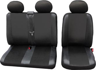 Woltu Woltu - Cubiertas De Asientos De Autom&oacute;vil Universales Para Furgonetas 1 + 2 Fundas De Asiento De Cuero Negro
