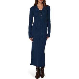 Lost + Wander Giustina Long Sleeve Midi Sweater Dress in Deep-Teal at Nordstrom Rack, Size X-Small/small