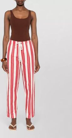 Forte_Forte drawstring trousers striped pattern back pocket