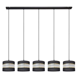 Netlighting Helen Straight Bar Pendant Ceiling Light Black Gold 115cm