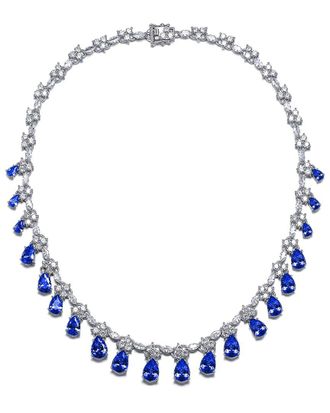 Genevive Silver CZ Drop Necklace