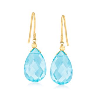 Canaria Canaria Sky Blue Topaz Drop Earrings in 10kt Yellow Gold