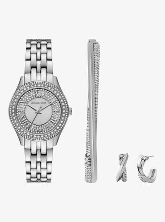 Michael Kors Mini Harlowe Pav&eacute; Gold-Tone Watch and Jewelry Set