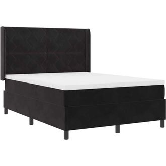 vidaXL Cama Con Box Spring Led Y Colch&oacute;n Negro 140 X 190 Cm Terciopelo Vidaxl