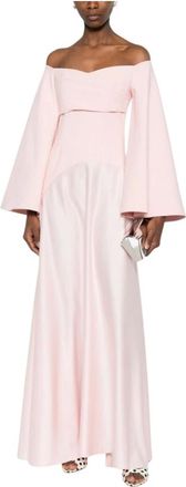 Solace London Maxi Dresses, female, Pink, Size: 2XS Off-Shoulder Flared Sleeve Maxi Dress
