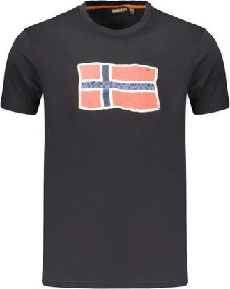 Napapijri Zwart Katoenen Heren T-shirt - Heren - T-shirts - Zwart - XL - Katoen - Tops
