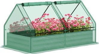 OEM Jardinera Exterior Grande Con Mini Invernadero Con Base Abierta Para Patio Terraza Balc&oacute;n 185x95x92 Cm Gris Y Verde