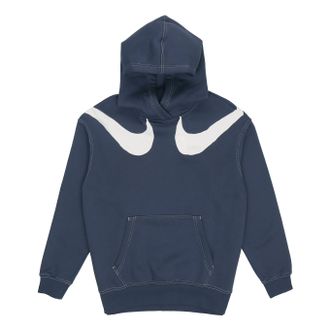 Nike (WMNS) Nike As W Nsw Swsh Flc Gx Hoodie Casual Sports Knit Pullover Hoodie Navy Blue DD5581-437