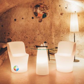 Monacis Sill&oacute;n Luminoso Silla De Exterior Iluminaci&oacute;n Jard&iacute;n Luz Led Mod. Comfy Moon Led Led Multicolor Con Bater&iacute;a Solar