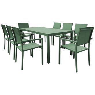 Happy Garden Conjunto De Muebles De Jard&iacute;n Bari De Textileno Verde Salvia, 8 Plazas - Aluminio Verde Salvia