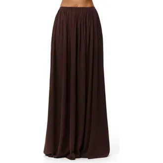 Naked Wardrobe Gathered Side Slit Maxi Skirt in Dark Chocolate at Nordstrom, Size X-Small