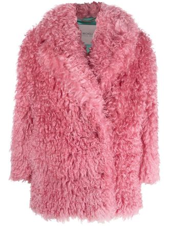Becagli faux-shearling wrap coat - women - Viscose/Mohair/Polyamide - 40 - Pink