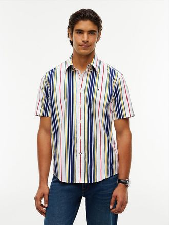 Tommy Hilfiger Mens Regular Fit Multi-Stripe Oxford Shirt - Optic White - XXL