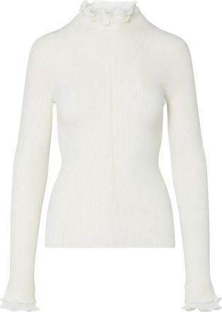 Liu Jo Maglia Chiusa M/L Rouches Tess - Dames - Coltruien - Wit - L - Truien & Vesten