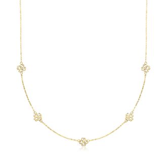 Ross-Simons Italian 10kt Yellow Gold Flower Station Necklace