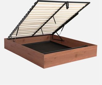 Sweeek Cama Con Caj&oacute;n Y Somier De L&aacute;minas Decorado En Madera, 160x200cm