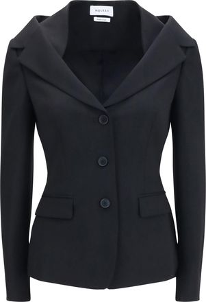 Alexander McQueen Womens Jacket Off-Shoulder Black Merino Wool
