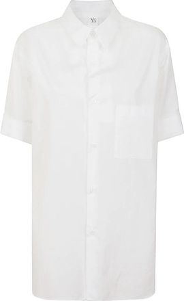 Yohji Yamamoto Witte Katoenen Satijnen Overhemd - Dames - Shirt Kleedjes - Wit - L - Katoen - Kleedjes