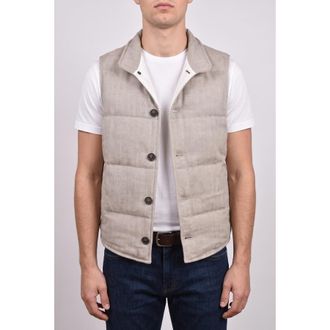 Brunello Cucinelli Light Beige Wool Blend Vest, Size X-Large