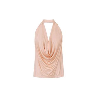 Elisabetta Franchi Tops, Dames, Beige, XS, Glanzende Viscose Jersey Top