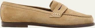 Manolo Blahnik Perrita Classic Suede Penny Loafers