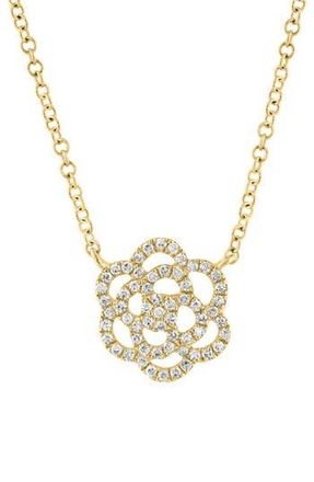 Effy 14K Gold Plated Sterling Silver Diamond Flower Pendant Necklace at Nordstrom Rack, Size 18