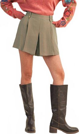 Merci Charlotte High Waisted Skort In Brown Houndstooth