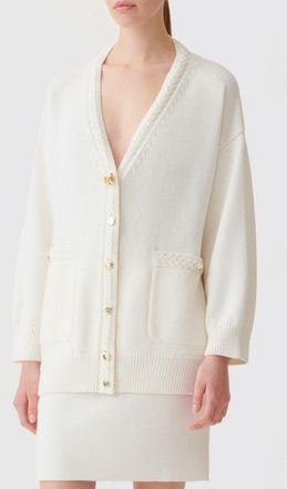 Fabiana Filippi V-Neck Virgin Wool Cardigan with Dropped Shoulders