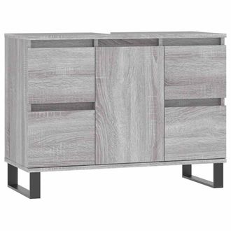 vidaXL Mueble De Ba&ntilde;o Madera De Ingenier&iacute;a Gris Sonoma 80x33x60 Cm Vidaxl