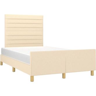 vidaXL Estructura De Cama Sin Colch&oacute;n Tela Crema 120x200 Cm Vidaxl