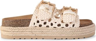 Kurt Geiger Womens Raquel Woven Sandals - Cream Fabric - Size UK 8