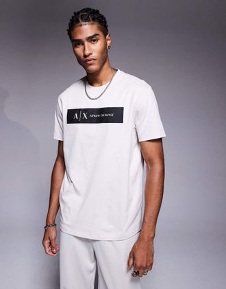 A|X Armani Exchange T-shirt bianca con logo centrale-Bianco