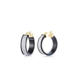 Gold & Honey Womens Wide Glitter Lucite Hoop Earrings In Black Silver