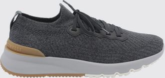 Brunello Cucinelli Sneakers basse in maglia di misto cotone con caviglia elasticizzata