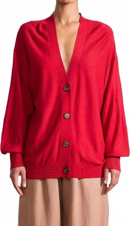 Apiece Apart Drippy Tissue Cardigan In Deep Red
