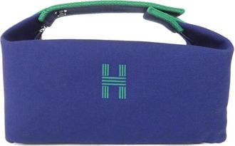 Herm&egrave;s Blue Canvas Pouch (Pre-Owned)