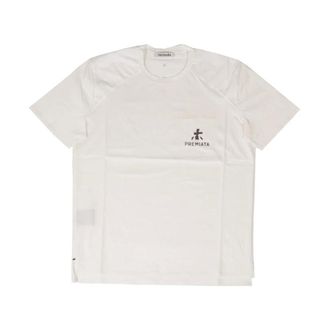 Premiata Tops, Heren, Wit, S, Katoen, Katoenen Jersey T-shirt met Nylon Inzet