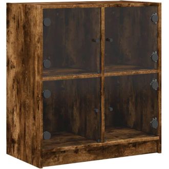 vidaXL Armario Auxiliar Puertas De Vidrio Roble Ahumado 68x37x75,5 Cm Vidaxl