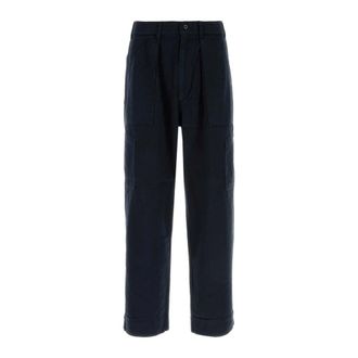 Nanam&iacute;ca Wide Trousers, male, Blue, Size: W34 Silk Nep Cotton Twill Deck Pants