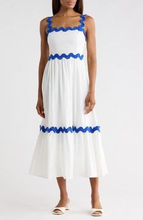 Flying Tomato Rickrack Trim Midi Dress in White at Nordstrom Rack, Size X-Large