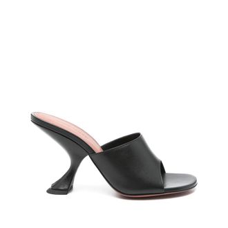 Amina Muaddi Zwarte Open Teen Hoge Hakken Schoenen - Dames - Muiltjes - Zwart - 37 1/2 EU - Schoenen