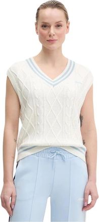 Guess V-hals Gebreide Vest - Dames - V-hals truien - Beige - L - Katoen - Truien & Vesten