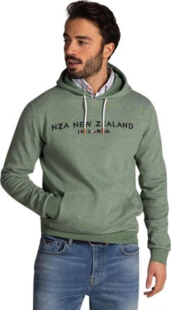 N-Z-A- NEW ZEALAND AUCKLAND Hoodie met buidelzak New Zealand groen gemeleerd en oranje details