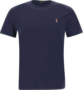 Polo Ralph Lauren Blauw Katoenen T-shirt met Geborduurd Logo - Heren - T-shirts - Blauw - 2XL - Katoen - Tops