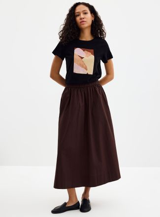 Contemporaine Womens Elastic waist poplin skirt