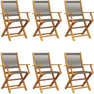 vidaXL Vidaxl - Folding Garden Chairs 6 pcs Grey Solid Wood Acacia