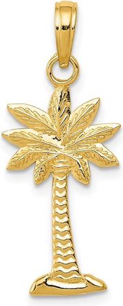 Diamond2Deal 14k Yellow Gold Polished and Textured 2-D Palmetto Palm Tree Pendant