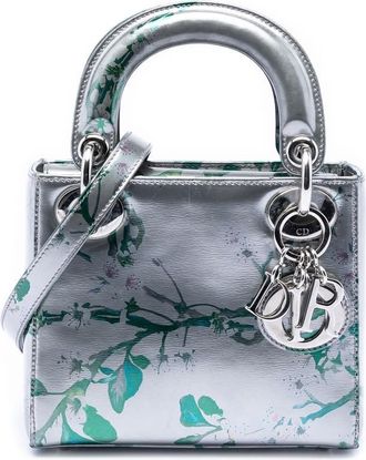 Dior Pre-owned Dior Mini Metallic Lambskin Floral Printed Lady Dior Ladies 04-MA-1105