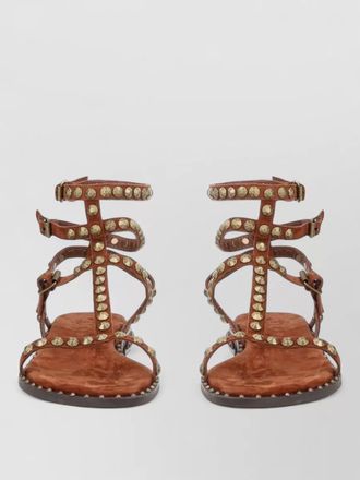 Ash play flat sandals ankle strap studs